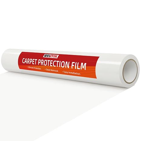WELSTIK Clear Carpet Protector Film 24" x 200' Single Roll. Clean-Removing, Rugged Plastic Carpet Protector for Surface Protection During Construction, Alteration or Painting