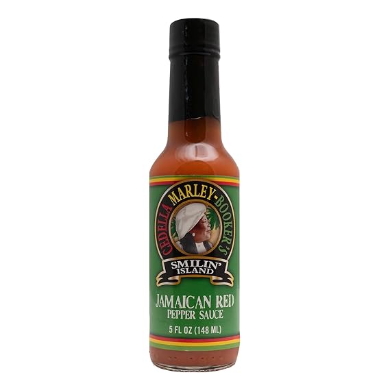 Smilin Island Jamaican Red Hot Sauce, Habanero, Naga Jolokia, Pineapple Blend, Spicy Pepper Sauce, Caribbean Flavor, Pineapple Habanero,5oz Bottle
