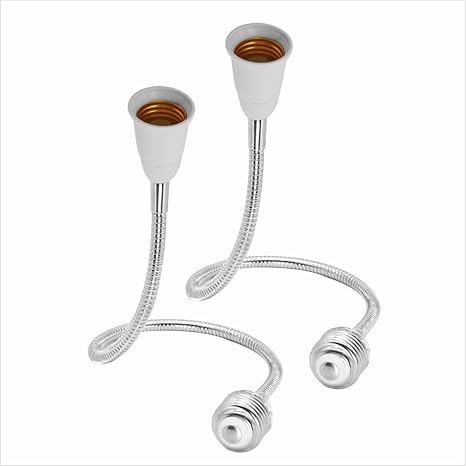 Light Bulb Extender Socket (2-Pack), 30 CM 12 Inch Socket Extension,E26 Light Socket Extender Adapter, Bendable Light Bulb Extender Adapter