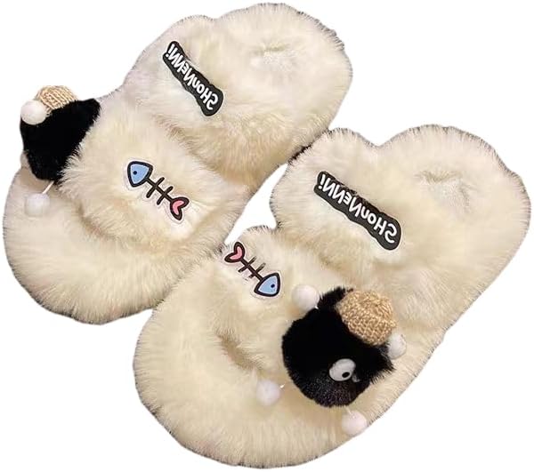 Fuzzy Slides for Women,Cozy Fluffy Plush Bedroom Slippers for Women,Memory Foam Anti-Skid Indoor Outdoor Slippers Women Trendy Gift Slippers.
