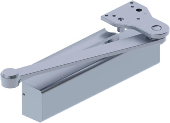 Hager 5200 Series Aluminum Slim Body Grade 1 Heavy Duty Door Closer, Parallel Arm Mount, 16 Adjustable Spring Size, Sprayed Aluminum Finish, Extra Heavy Duty Stop Arm