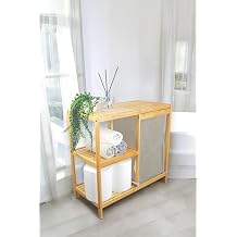 Digithome Bambu 3 Raflı Kumaş Sepetli Banyo Düzenleyici Kirli Çamaşır Sepeti DB-0046
