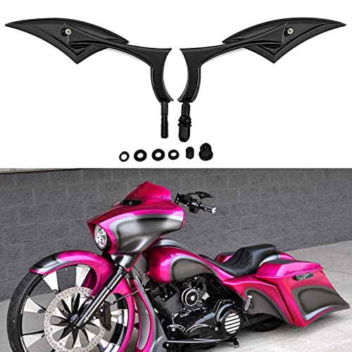 DREAMIZER Motorcycle Mini Spear Blade Side Mirrors 8MM Compatible with Harley Sportster Forty Eight Iron 48 72 883 1200 Softail Dyna Electra Street Road Glide - Black