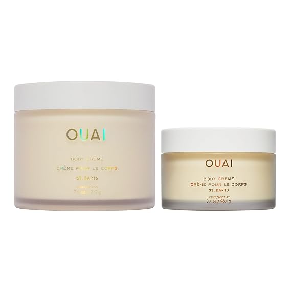 OUAI St. Barts Body Cream Bundle - Hydrating Body Cream with Cupuacu Butter, Coconut Oil and Squalane - Softens Skin and Delivers Healthy-Looking Glow - Sulfate-Free Skin Care (2 Count, 7.5 Oz/3.4 Oz)