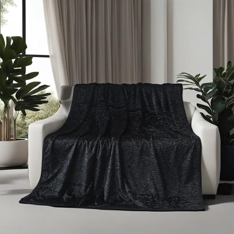 inchgrass Black Blanket Luxury Throw Blanket Super Warm Elegant Cozy Fuzzy Throw Blankets for Couch,Armchair and Bed Washable Blankets 50x60 Throw Blankets
