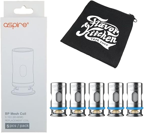 Replacement Coil for aspire RHEA X KIT/HURACAN TANK Atomizer "BP Coil 0.15Ω" + FlavorKitchen Original Mini Pouch Set 0.15Ω/Mesh