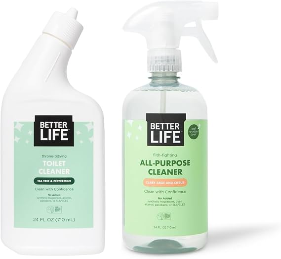 Better Life Toilet Bowl Cleaner 1-Pack + All Purpose Cleaner 24 Oz 1-Pack Clary Sage and Citrus