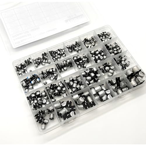 400Pcs Lot 1UF-1000UF 6.3V-50V 24 Value SMD Aluminum Electrolytic Capacitors Assortment Kit with Box