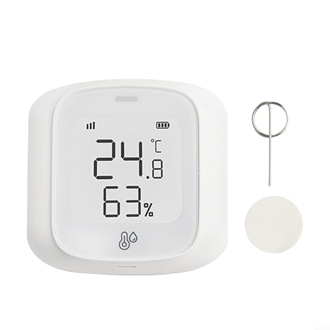 Temperature and Humidity Sensor Indoor Digital Thermometer Hygrometer with LCD Screen WiFi APP Control for Tuya for ALEXA for YANDEX Alice Voice Monitoring Alarm(A)