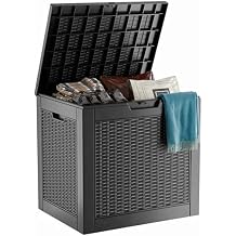 30 Gallon Outdoor Deck Box, Lockable Waterproof Outdoor Storage Boxes For Garden Tools,Indoor Cushions,Accessories Outside Storage Resin Weatherproof Container(Black)
