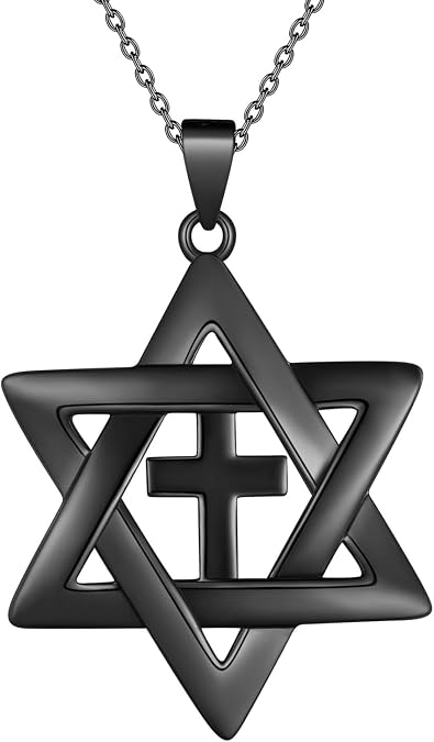 Jewmon 925 Sterling Silver Star of David Cross Necklace for Women Men Jewish Magen David Star Pendant Necklace Israel Judaica Jewelry Gift for Bat Mitzvah Hannukkah Birthday Gift for Women Mom Wife