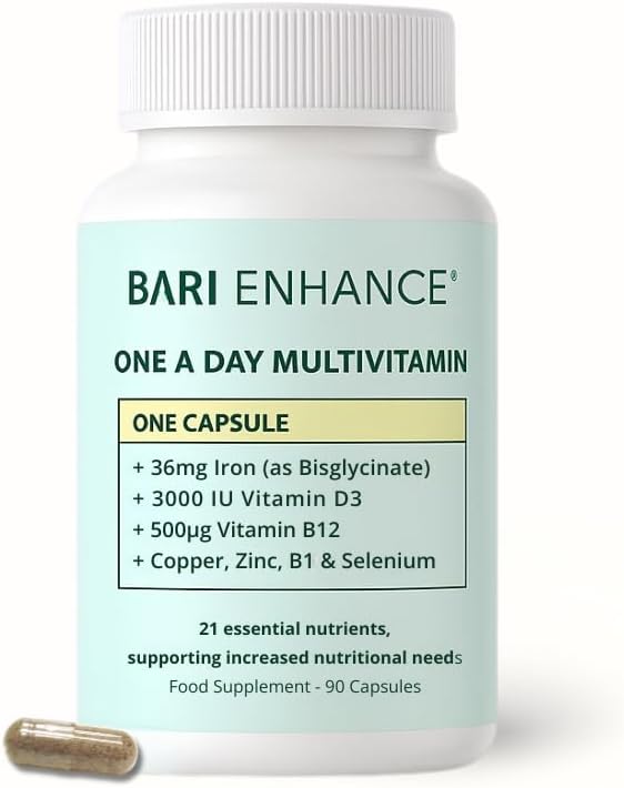 3 Month Supply - Bariatric Multivitamin with Iron 36mg | One A Day Bariatric Vitamins for Gastric Bypass and Gastric Sleeve | ADEK Vitamins Bariatric Vitamin D and B12 | 90 Easy to Swallow Capsules