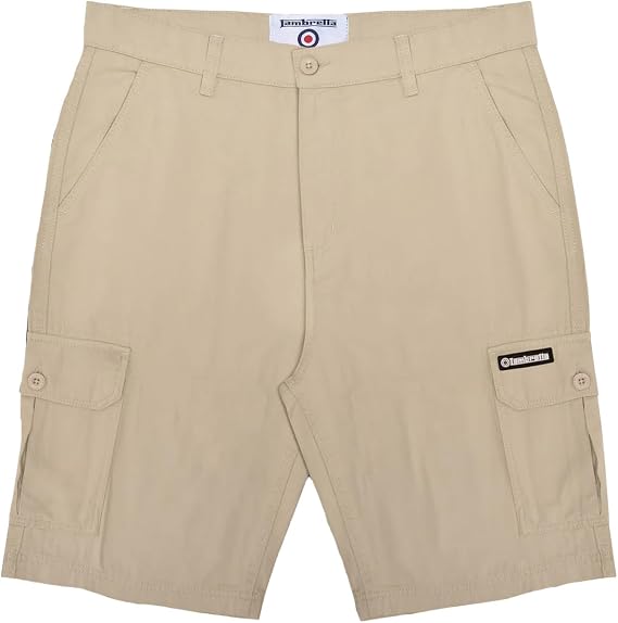 Lambretta Mens SS25 Cargo Shorts (36R) (Stone)