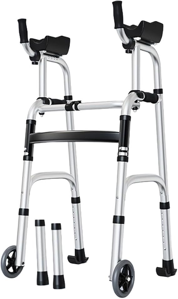 Standard Walker for Elderly People, Foldable, Adjustable, Armrest with Walking Aid, For Handicapped People, Adjustable Height, Movable Function, For Indoor and Outdoor Use, Fall Prevention