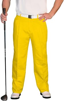 Yellow Golf Trousers - Mens 'Par 4' Cotton