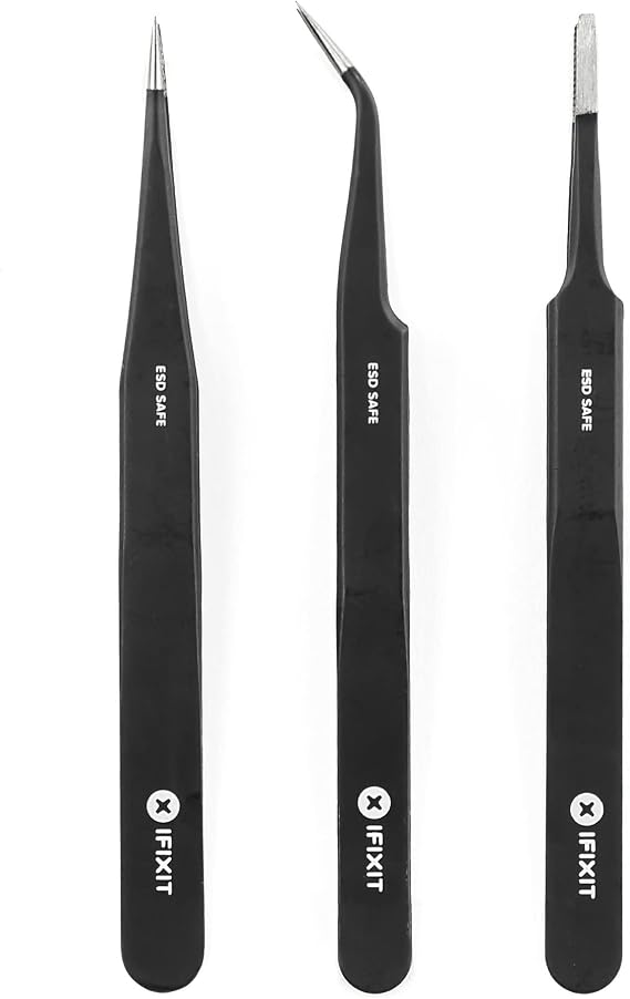 iFixit Precision Tweezers Set - Extra Fine, Angled, Blunt Tips