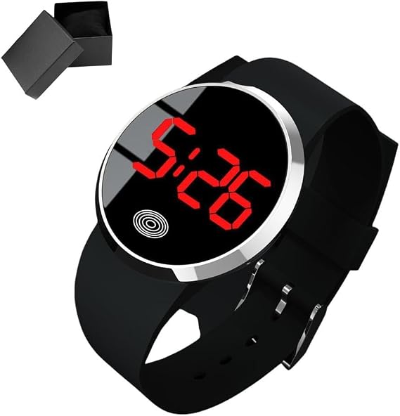 LED Digital Watch, Multi Functional Electronic Watch With Large Display For Sports Enthusiasts And Professionals(Silver red)