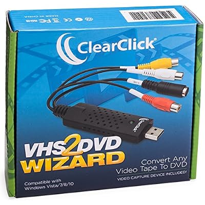ClearClick VHS To DVD Wizard with USB Video Grabber & Free USA Tech Support