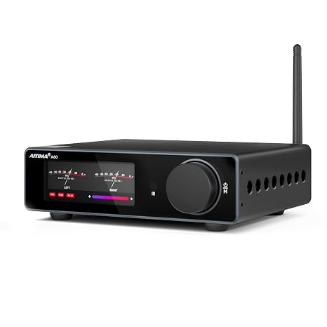 AIYIMA A80 Updated Version TPA3255 Decoding Amplifier HIFI 2.0 Channel QCC 3034 Bluetooth 5.1 Power Amplifier 300W*2 4ohm Stereo Amplifier Support PFFB, AAC, SBC, aptX, aptX-LL, APTX-HD Home Audio
