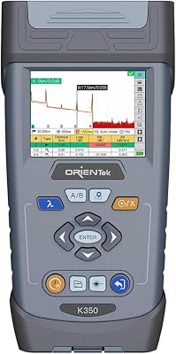 ORIENTEK K350 OTDR 13101550nm 3230dB Singlemode OTDR Komshine WVFL 5-8km  Fiber Power Meter OPM  SM Optical Light Source  Link Map Feature with 1:16 Fiber Splitters  RJ45 Networks Test