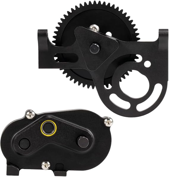 LCG Metal Prefixal Gearbox with 30% Overdrive Gear Front Motor Transmission Transfer Case for 1/10 RC Crawler SCX10 I II 90046 Capra LCG Chassis Upgrade Parts (Black)