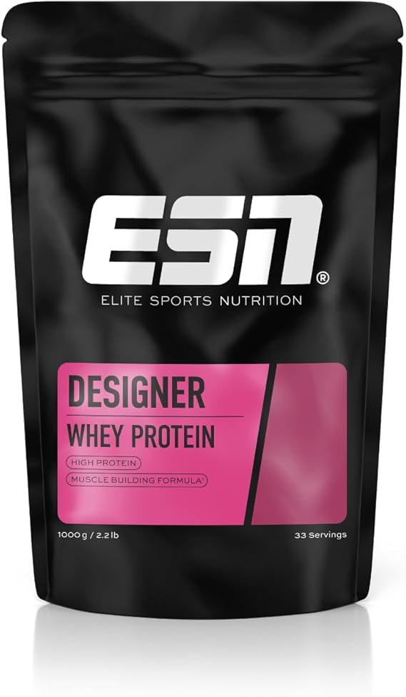 ESN Designer Whey Protein Powder, Strawberry, 1000 g, 2.2 lbs, 33 Servings