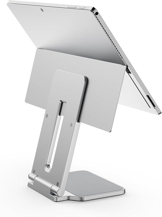 Kensington Elevated Stand for Surface Pro and Surface Go, Stand for Desk, Non-Skid Tablet Holder Designed for Surface Pro, Silver (K58277WW)