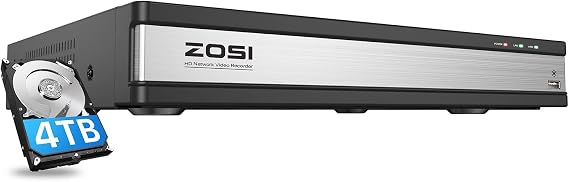 ZOSI 4K 8MP 16 Channel PoE NVR System, Network Video Recorder with 4TB HDD