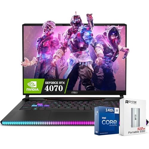 msi GE68HX Raider Gaming 16 144Hz FHD Gaming Laptop, Intel 24-Core i9-14900HXup to 5.8 GHz, GeForce RTX 4070, 64GB DDR5 RAM, 4TB PCIE SSD, RGB Backlit, Thunderbolt 4, Webcam, WPSD, Win 11, Black
