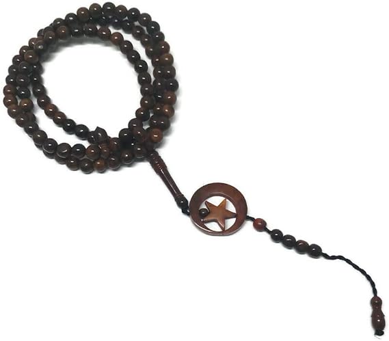 Islam Prayer Beads AMN-264 Koka Wood Handmade Muslim Tasbih 99 Rosary Bead Haj Eid Ramadan Gift (Brown_01)