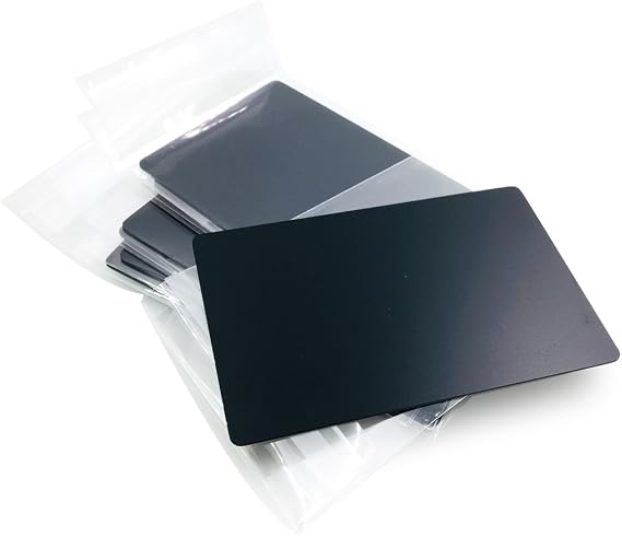Metal Business Cards Anodized Aluminum Plaque Plate 86X54X0.8mm (Black, Blank,10PCS) | Name Cards , Nameplates for Engraving , Clean Anodizing Double Surfaces and Edges