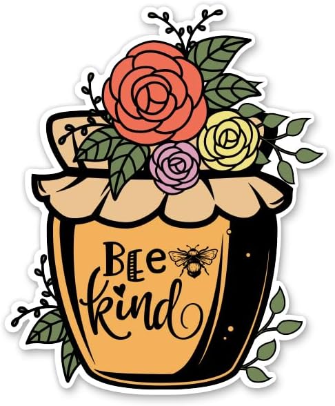 Bee Kind Stickers - Honey Pot Cute Positive Decals (2-Pack) | For Water Bottle, Phone, Laptop, Car, Waterproof Vinyl Decals