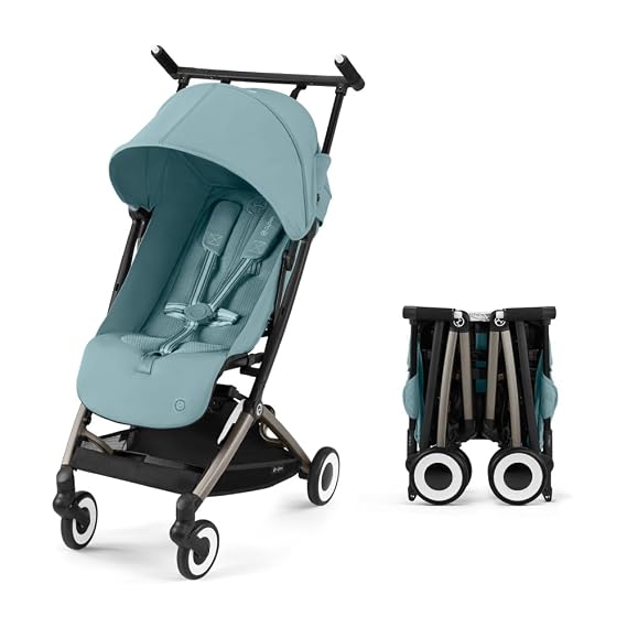Cybex Libelle 2 Travel Baby Stroller - Lightweight Carry-On Travel Stroller for Airplane with One-Hand Recline, Compatible with CYBEX Car Seats, Stormy Blue