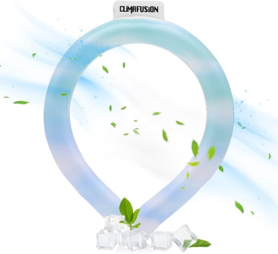 Gradient Neck Cooling Tube, Cool Neck Ring Starts Below 15°C (59°F), Ice Ring for Summer Outdoor Indoor Light Turquoise
