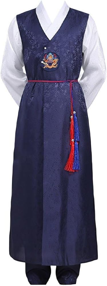 Men's Traditional Korean Hanbok Robe, Ancient Scholar Court Costume for Show Halloween Cosplay Party
