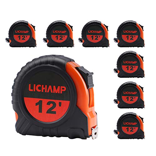 LICHAMP Tape Measure 12 ft, 8 Pack Bulk Easy Read Measuring Tape Retractable with Fractions 18, Measurement Tape 12-Foot by 12-Inch