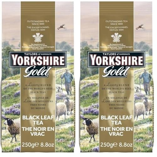 Yorkshire Tea, Gold, Loose Leaf, Black Tea, 8.8 Ounce, Premium Blend, Rich, Smooth, and Satisfying, Classic British Breakfast Blend, Caffeinated, Enjoy Hot or Iced Pack of 2