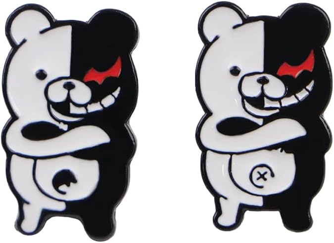 Monokuma Trigger Happy Havoc Anime Manga Video Game Stud Earrings Ear Rings Cute Kawaii Cosplay