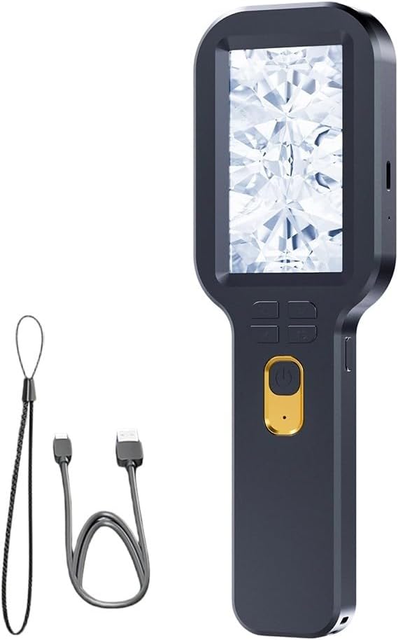 Digital Microscope 5-500X with 3-Inch IPS HD Screen, 12MP Handheld Magnifier with Dual Lens & 16 LEDs, USB-C PC Camera for Circuit Repair Jewelry Inspection (for SD Card Not Included)(Black)