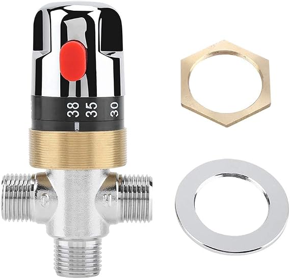 Thermostatic Mixing Valve, Brass Body, Thermostatic Valve, Shower Flow Control Valve, For Shower System, Bathtub