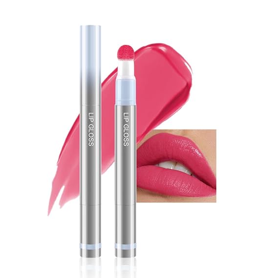 Cushion Lip Gloss Matte Lip Tint Long-Lasting Lightweight Color, Soft Plush Applicator for Gradient Blurred Lips, Non-Sticky Velvet Finish Hydrating Lip Stain 04#Plum Pink