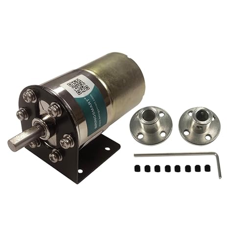 Bringsmart DC 12V 100rpm with Bracket 37mm Diameter Gearbox Geared Motor with 6MM Flange Couplings Centric Ouput Shaft Micro Gear Motor Large Torque Reduction Motor