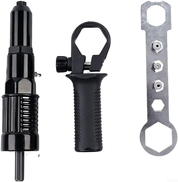 Rivet Conversion Kit For Electric Drills Features Vertical Ergonomic Handle Aluminum Body Compatible With Common Rivet Diameter Ranges