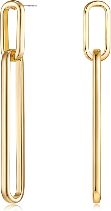 MUYAN Long link Drop Earrings for Women Gold Silver Minimalist Jewelry