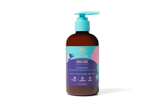 As I Am Born Curly Co-Wash for Baby & Kids 8 oz - Cleansing Conditioner with Avocado Oil, Shea Butter & Coconut Oil - Moisturizes & Detangles Curls - Vegan & Cruelty Free