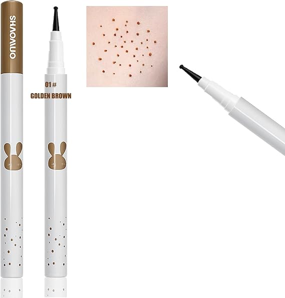 2-in-1 Freckle & Beauty Mark Pen - Waterproof Spot Creator Makeup Tool, Natural Sun Kissed Look, Realistic Skin Dots and Beauty Marks, Smudge Resistant, Long Lasting Finish (Light Brown)