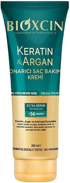 Bioxcin Tüm Saç Tipleri İçin Keratin ve Argan Besleyici, Onarıcı ve Nemlendirici Saç Bakım Kremi 250 ml