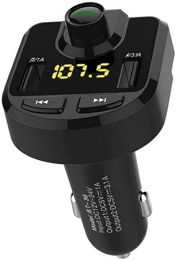Bluetooth FM Transmitter for Car, Wireless Bluetooth Radio Adapter Car Kit with Handsfree Calling, 3 USB Ports, LED Display, Support TF Card U-Disk Voltage Detection