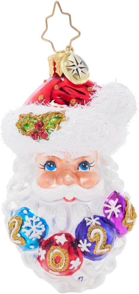 Christopher Radko Hand-Crafted European Glass Christmas Tree Decorative Ornament, Ho-Ho-Happy Year Gem