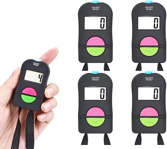 Anlising 4 Pieces Electronic Digital Hand Counter/Mini LCD Manual Clicker Counter/Golf Sports Counter/Electronic Add/Subtract Manual Clicker/Digital Hand Tally Counter (Black)
